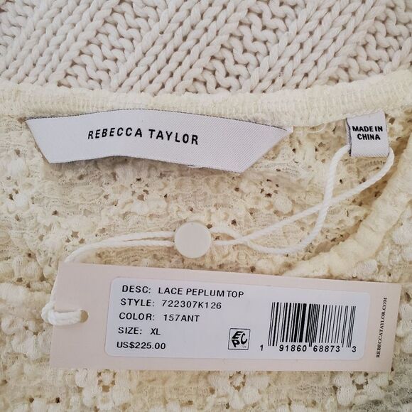 NEW! Rebecca Taylor Peplum Hem Long Sleeve Blouse - size XL in Vanilla - Picture 13 of 15